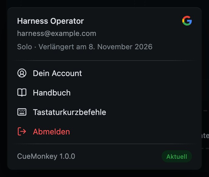Das Menü hinter deinem Namen, unten in der Spalte links.
