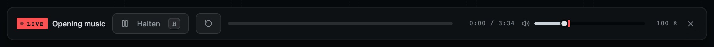 Der Player, schwebend über dem Ablauf, direkt über dem Transport.