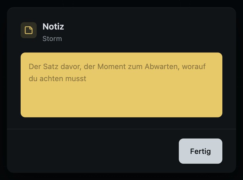 Eine schreiben. Was du tippst, sieht die Regie.