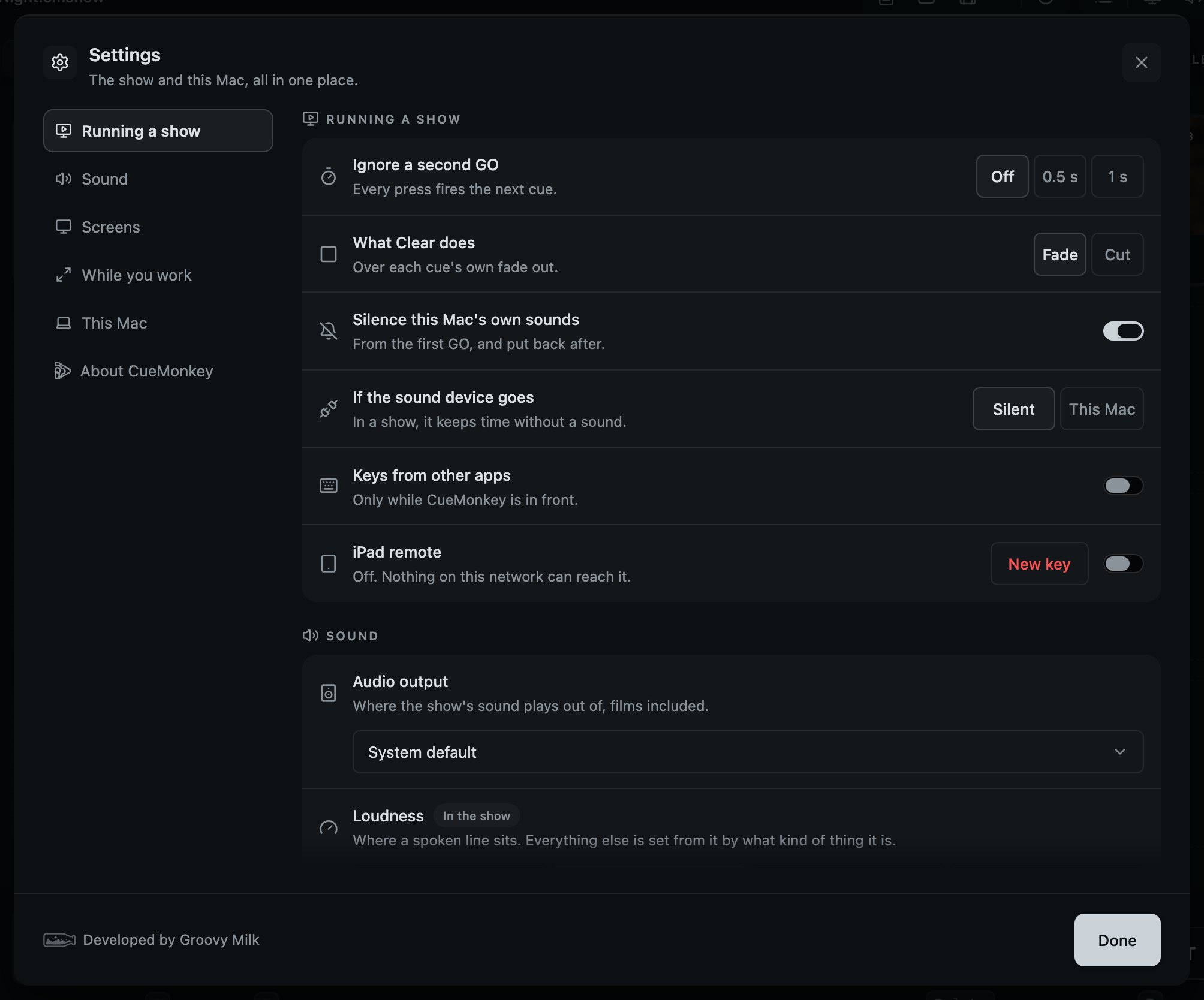 Settings: everything this console can be told to do, on one page of parts.