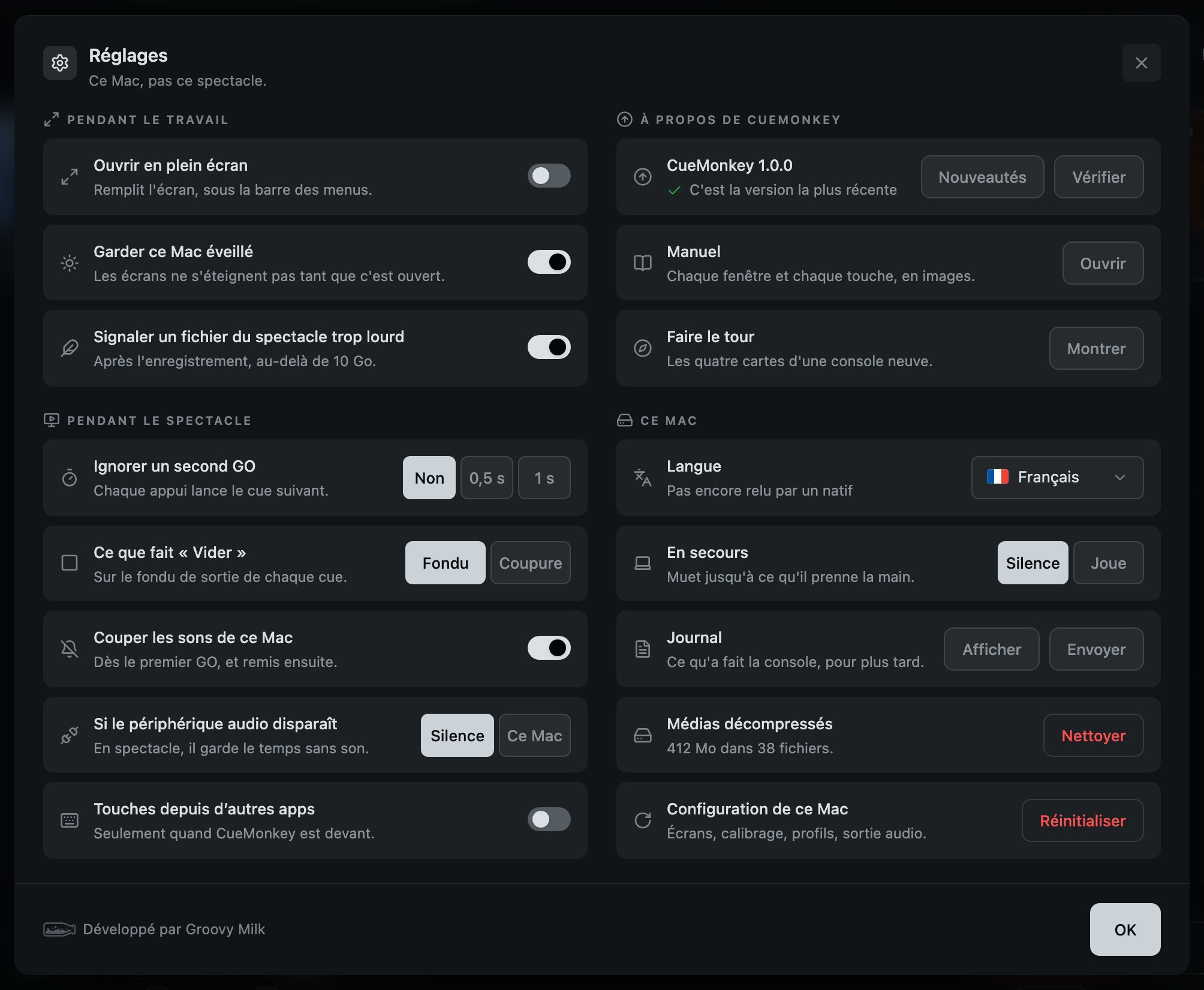 Réglages : tout ce qu'on peut demander à cette console, sur une seule page.