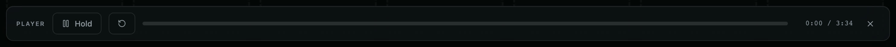 The player, floating over the running order and just above the transport.